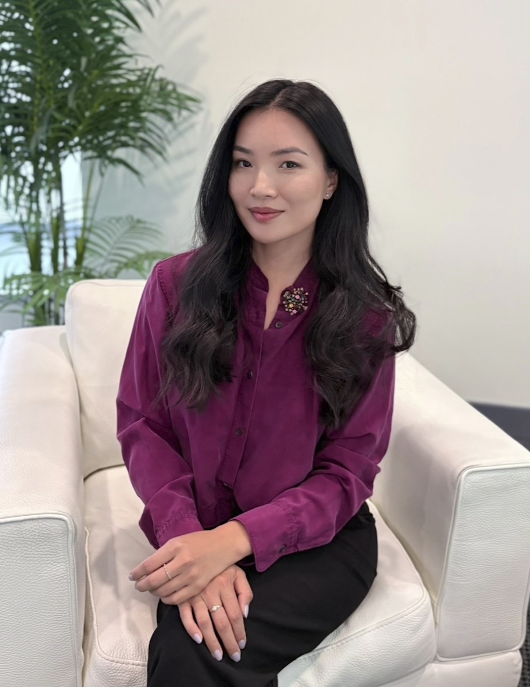 Podcast host in her Vancouver studio